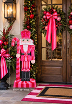 Load image into Gallery viewer, Large Hot Pink and Red Nutcracker Metal Outdoor or Indoor Stake 45”tall
