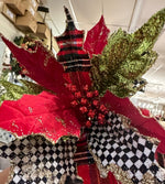 Load image into Gallery viewer, Mark Roberts Red Glam Plaid, Check Poinsettia Pack of 3
