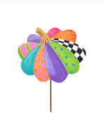 Load image into Gallery viewer, New! Fall Whimsical Small Patterned Metal Pumpkin Yard Stake
