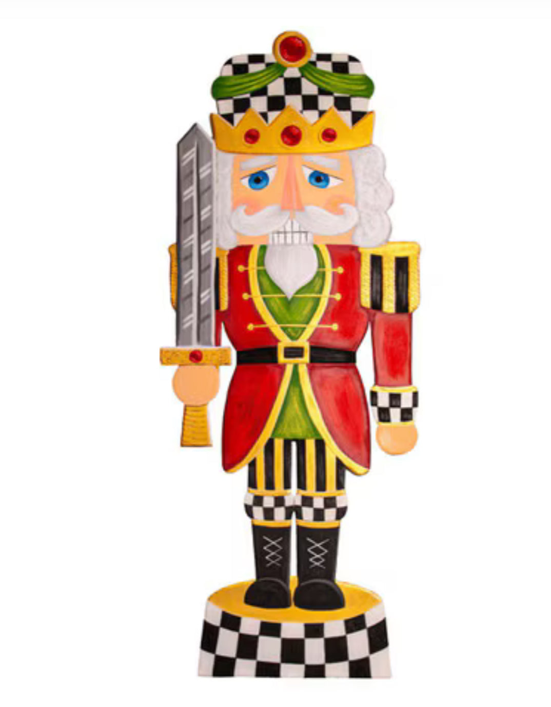 Large Nutcracker with Check Pattern Metal Outdoor/Indoor