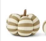 Load image into Gallery viewer, Large Khaki &amp; Cream Knit Horizontal Stripe Pumpkin
