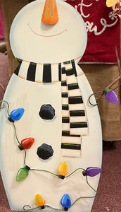 Merry & Bright Tangled Snowman Metal Easel/Stake