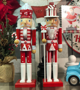 Set of 2 Nutcrackers Red & White