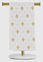 Load image into Gallery viewer, Fleur de lis Gold and White Hand Towel White/Multi 20x28
