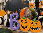 Load image into Gallery viewer, BOO Jack-o-Lantern Metal Stake with Easel in Purple
