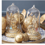 Load image into Gallery viewer, Christmas LED Glass Nativity &amp; Gold Cloche Ornament Set of 2
