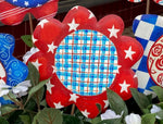 Load image into Gallery viewer, All American Flowers Blue, Red, White Patterns Metal Stakes
