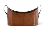 Load image into Gallery viewer, Brown Leather Oval Container with Buckles on Each End
