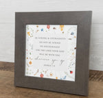 Load image into Gallery viewer, Be Strong and Courageous Do Not Be Afraid Art Sign Wood Framed Shimmering Picture 8”x8”
