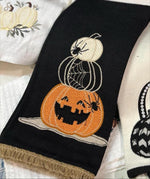 Load image into Gallery viewer, 27 Inch Black Halloween Jack O Lantern Stitched Towel
