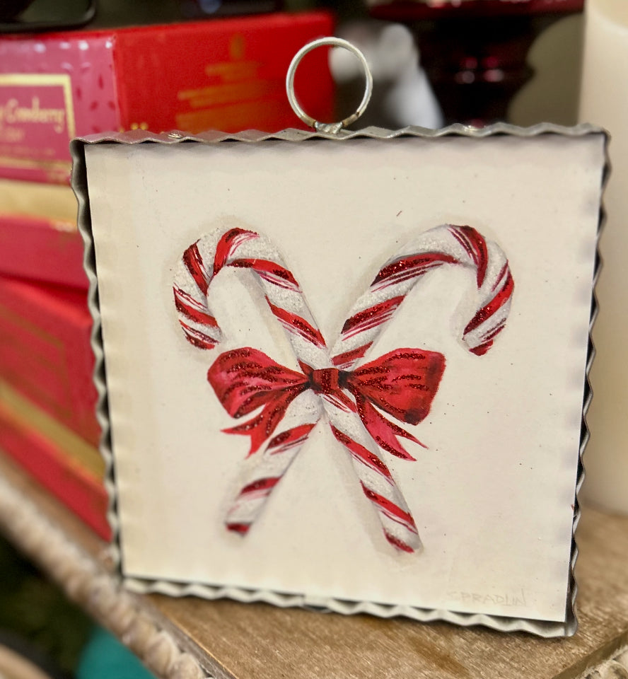Christmas Candy Canes with Red Bow Mini Print