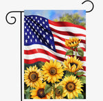 Load image into Gallery viewer, American Flag with Sunflowers Patriotic Design Outdoor Flag
