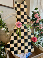 Load image into Gallery viewer, Black &amp; White Check Easter Bunny
