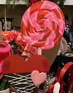 Load image into Gallery viewer, Large Hot Pink and Red Lollipop Metal Outdoor or Indoor Stake
