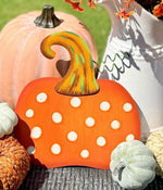 Load image into Gallery viewer, Orange White Halloween Metal Outdoor Stake
