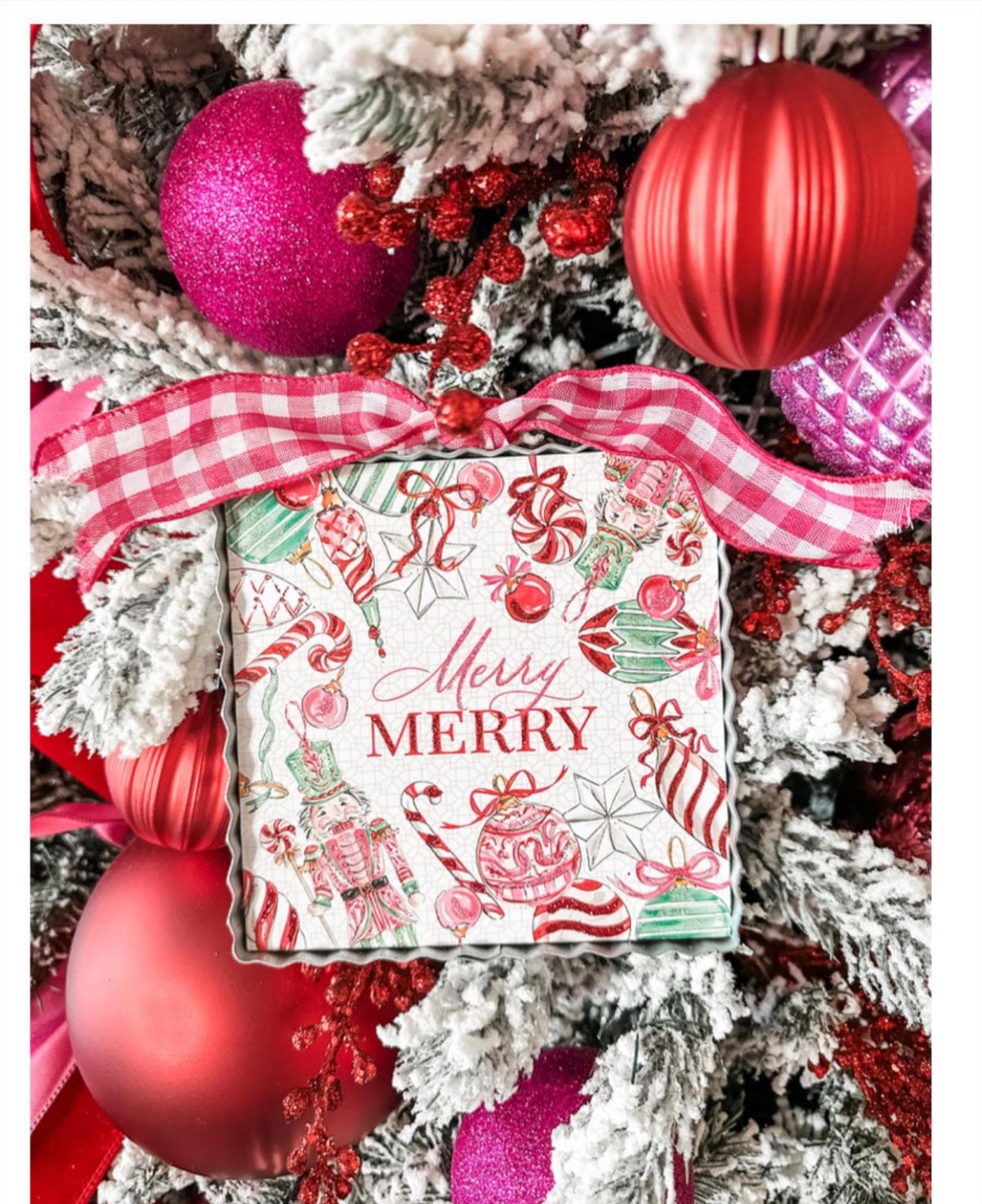 Merry Merry Pink, Red, & Green Nutcracker Mini Print