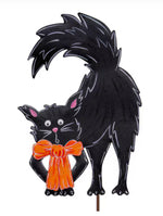 Load image into Gallery viewer, Scaredy Black Cat Metal Outdoor Stake
