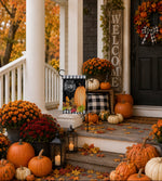 Load image into Gallery viewer, Give Thanks Outdoor Flag Small Black White Check Border
