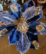 Load image into Gallery viewer, Elegant Glam Blue Navy Sequin Velvet Magnolia Pack of 3
