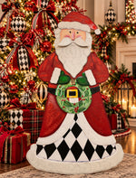 Load image into Gallery viewer, Large Santa Claus with Black &amp; White Harlequin Pattern with attached easel Christmas
