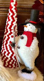 Load image into Gallery viewer, Set of 2 Sherpa Snowmen with Black Top Hats
