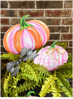 Load image into Gallery viewer, Pink and Orange Metal Pumpkins Set of 2
