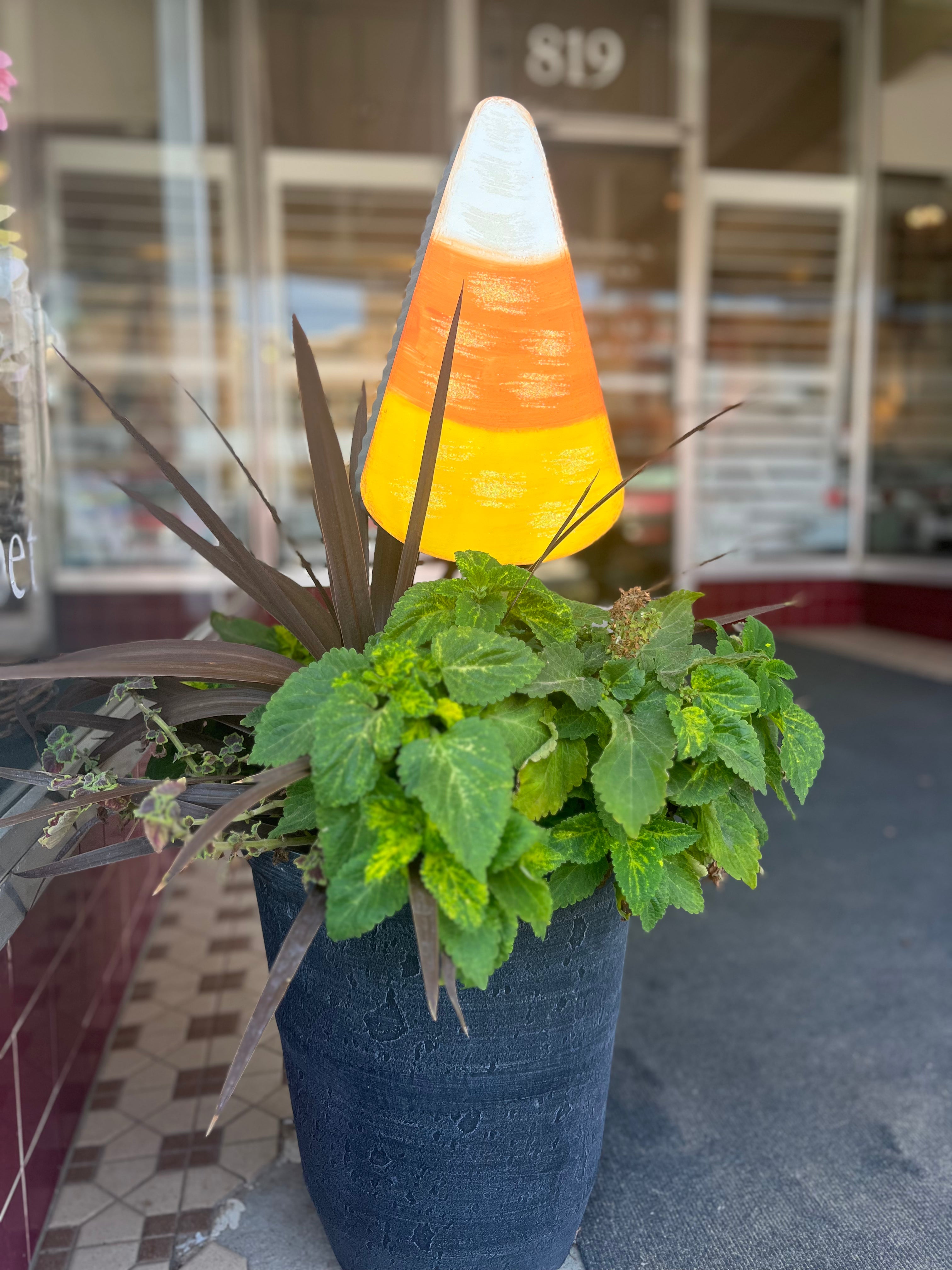 Fall/Halloween: Candy Corn Metal Stake with Galvanized Edge