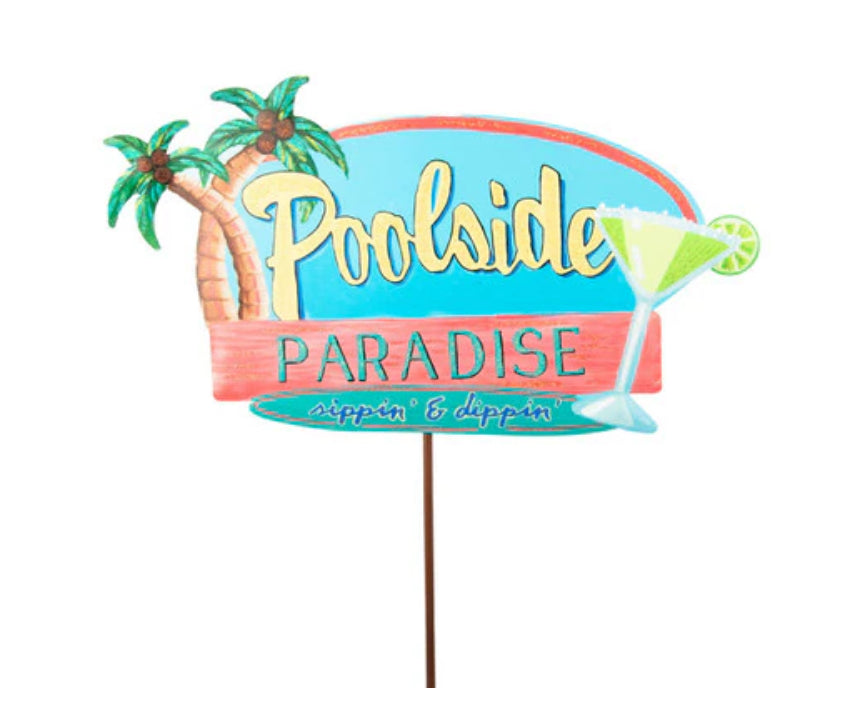 Poolside Paradise Metal Stake with Attached Easel