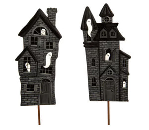 Set of 2 Halloween Haunted House Metal Stake