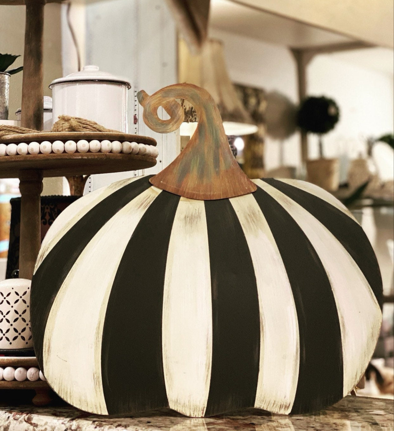 Bundle of (4) Black & White Stripe Pumpkins