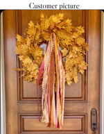 Load image into Gallery viewer, Golden Maple Leaf Wreath 30” – Luxe Fall Door
