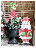 Load image into Gallery viewer, Large Santa Claus Red White Checkered Pattern with attached easel Outdoor Metal
