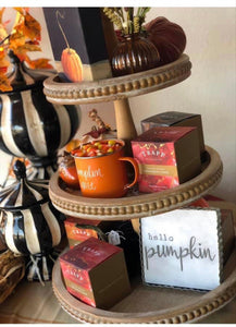 Farmhouse Beaded Wood 3-Tiered Tray
