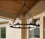 Load image into Gallery viewer, Matte Black Gentry Round Chandelier Outdoor WET Rated

