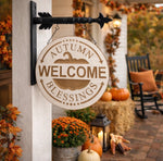 Load image into Gallery viewer, Arrow Replacement Welcome Autumn Blessings Hanging Sign, Porch Sign, Farmhouse Style
