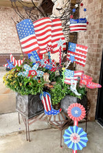 Load image into Gallery viewer, Americana: Large Waving Metal American Flag Stake
