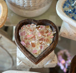 Load image into Gallery viewer, Heart Shaped Fire Bowl Pink Glass Soy Candle in Dough Bowl
