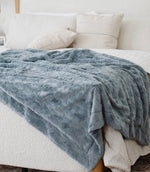 Load image into Gallery viewer, Luxurious Dusk Slate Blur Faux Fur Throw
