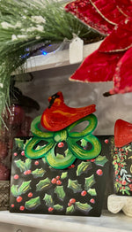Load image into Gallery viewer, Black and Red Cardinal Christmas Package Metal Stake Outdoor or Indoor
