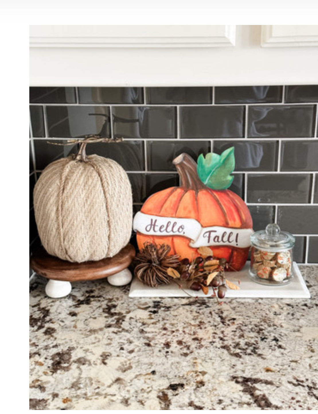 Hello Fall Banner Orange Metal Pumpkin Stake with Easel