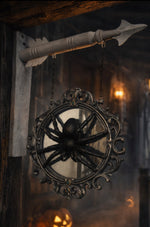 Load image into Gallery viewer, Gothic Spider Victorian Style Frame Arrow Replacement Mirrored Spider Double Sided Spooky Hanging Sign
