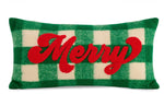 Load image into Gallery viewer, Merry Red, Green, and White Plaid Rectangle Pillow Christmas

