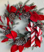 Load image into Gallery viewer, Red &amp; White Christmas wreath
