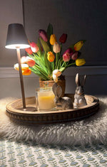 Load image into Gallery viewer, Wood Beaded 16" Round Decorative Tray in Light Wood Stain
