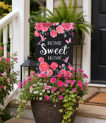 Load image into Gallery viewer, Bright Pink Flowers Flag Home Sweet Home Outdoor Flag

