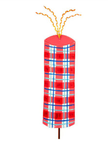 Americana: Large Red Firecracker Metal Stake with Easel