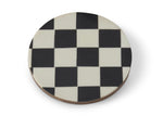 Load image into Gallery viewer, Checkered Coasters Enamel and Wood Black and White Set of 4
