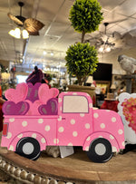 Load image into Gallery viewer, Valentines Loads of Love Pink Polka Dot Truck Metal Stake with Attached Easel
