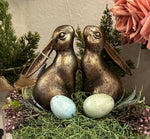 Load image into Gallery viewer, Pair of Bunnies Aged Gold with Bronze Weighted Bookends
