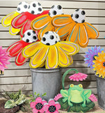 Load image into Gallery viewer, Bright Set of 3 Coneflowers Stakes
